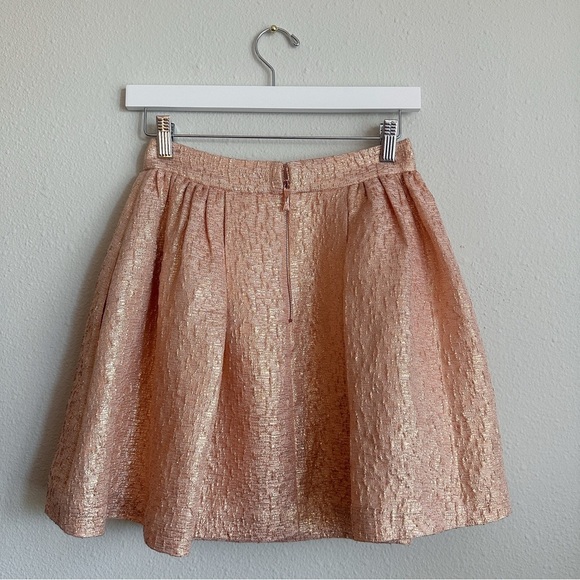 NWT Kate Spade New York Aimee Mini Skirt in Metallic Rose Gold Blush | Size 0 - Picture 2 of 5